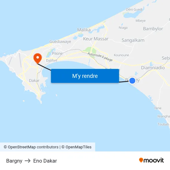 Bargny to Eno Dakar map