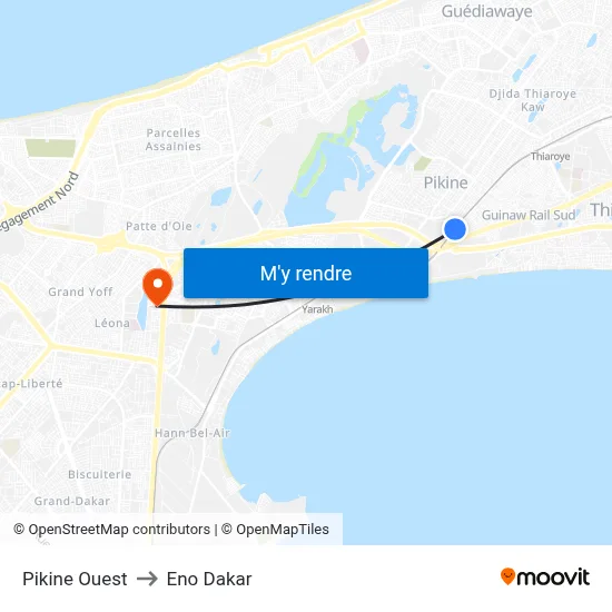 Pikine Ouest to Eno Dakar map