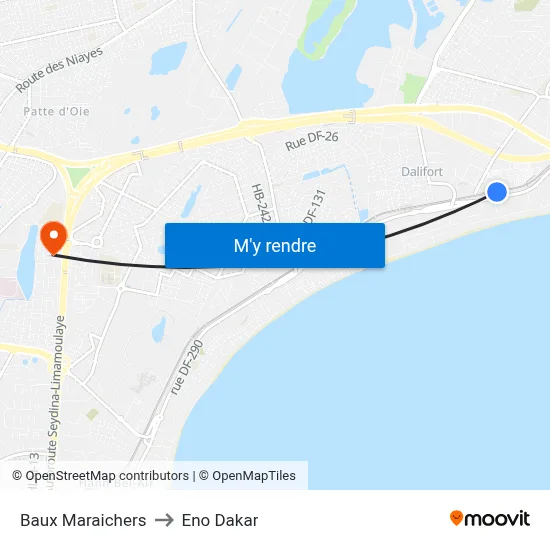 Baux Maraichers to Eno Dakar map