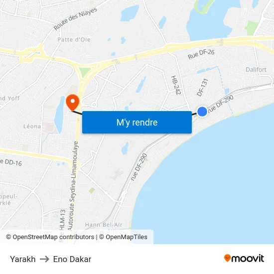 Yarakh to Eno Dakar map