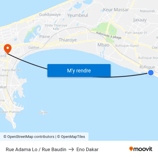 Rue Adama Lo / Rue Baudin to Eno Dakar map