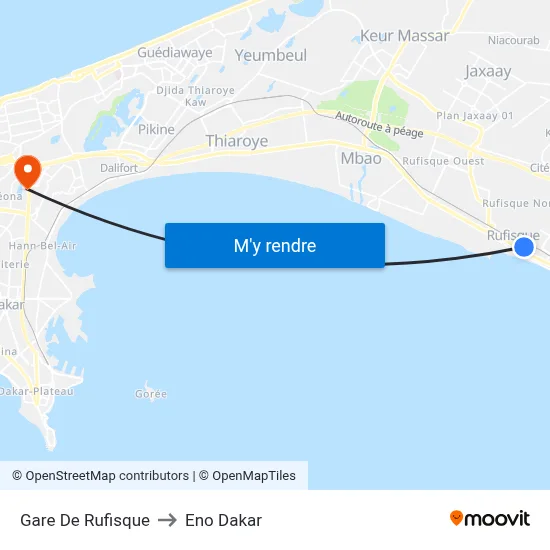 Gare De Rufisque to Eno Dakar map