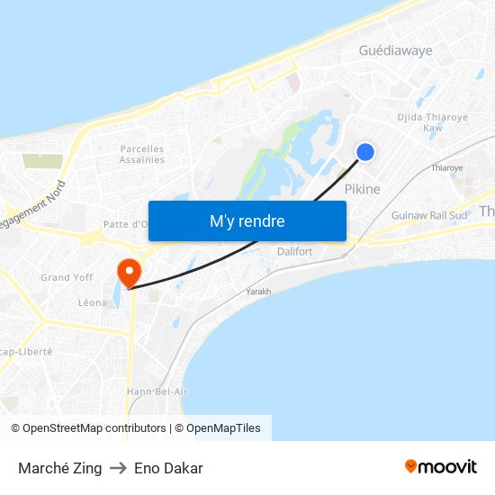 Marché Zing to Eno Dakar map