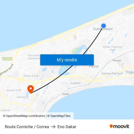 Route Corniche / Correa to Eno Dakar map