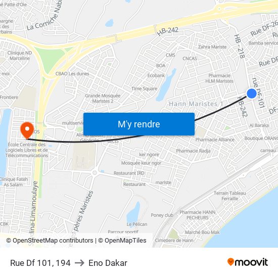 Rue Df 101, 194 to Eno Dakar map