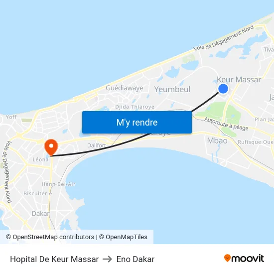 Hopital De Keur Massar to Eno Dakar map