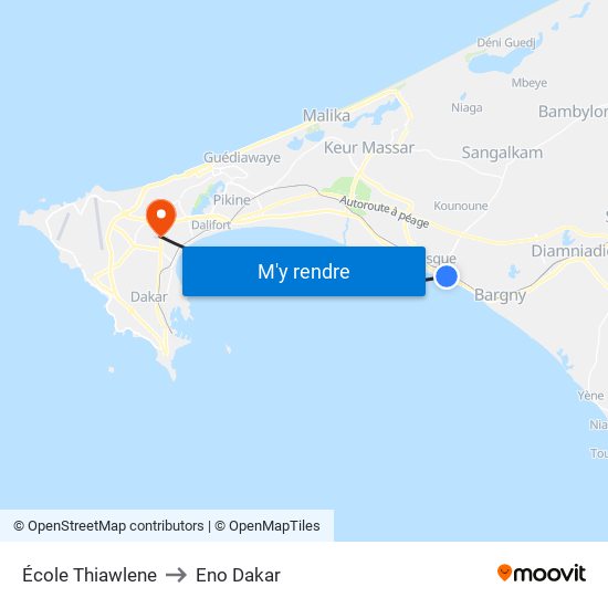 École Thiawlene to Eno Dakar map