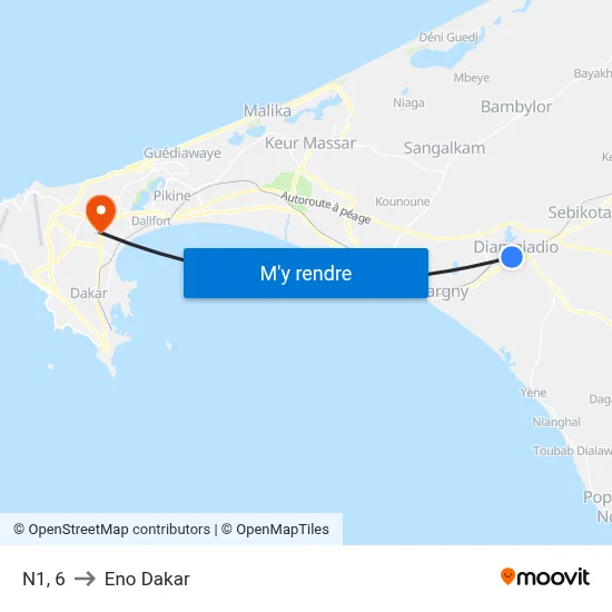 N1, 6 to Eno Dakar map