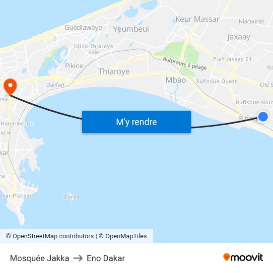 Mosquée Jakka to Eno Dakar map