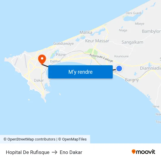 Hopital De Rufisque to Eno Dakar map