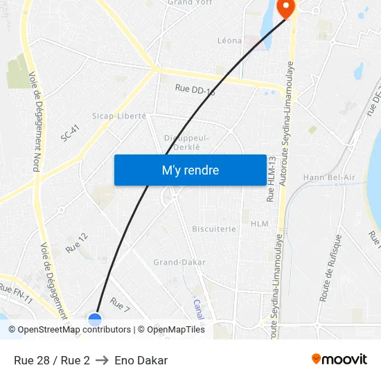Rue 28 / Rue 2 to Eno Dakar map