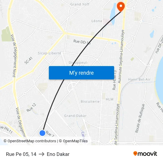Rue Pe 05, 14 to Eno Dakar map