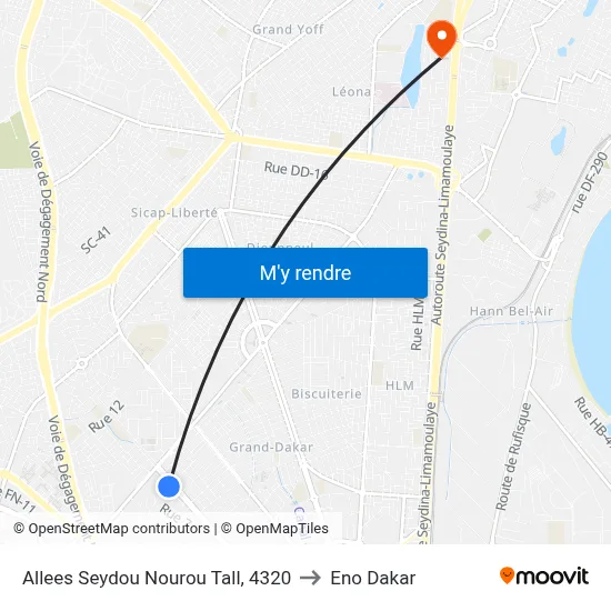 Allees Seydou Nourou Tall, 4320 to Eno Dakar map