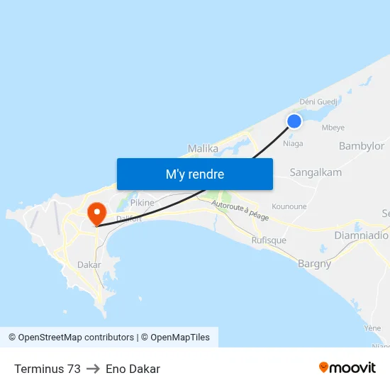Terminus 73 to Eno Dakar map