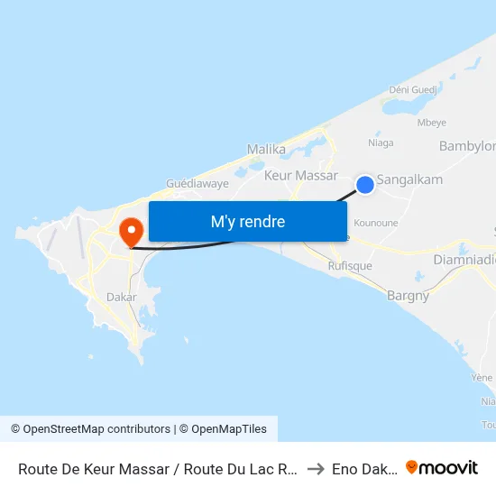 Route De Keur Massar / Route Du Lac Rose to Eno Dakar map