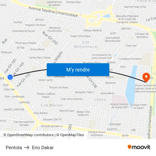 Pentola to Eno Dakar map