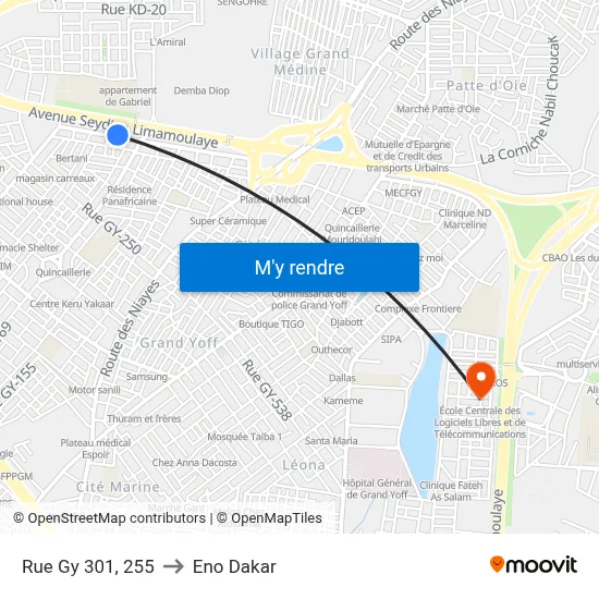 Rue Gy 301, 255 to Eno Dakar map
