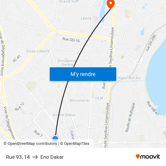 Rue 93, 14 to Eno Dakar map
