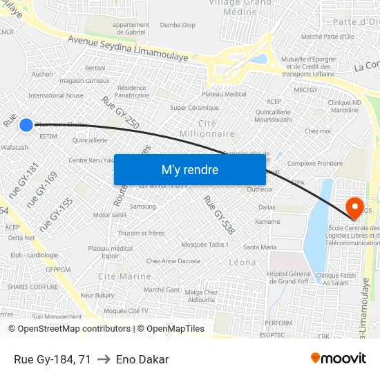 Rue Gy-184, 71 to Eno Dakar map