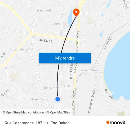 Rue Casamance, 187 to Eno Dakar map