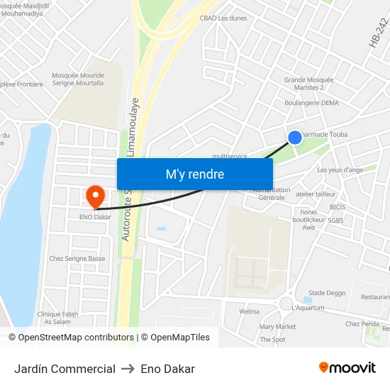 Jardín Commercial to Eno Dakar map