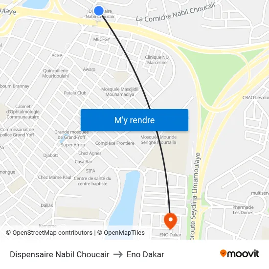 Dispensaire Nabil Choucair to Eno Dakar map