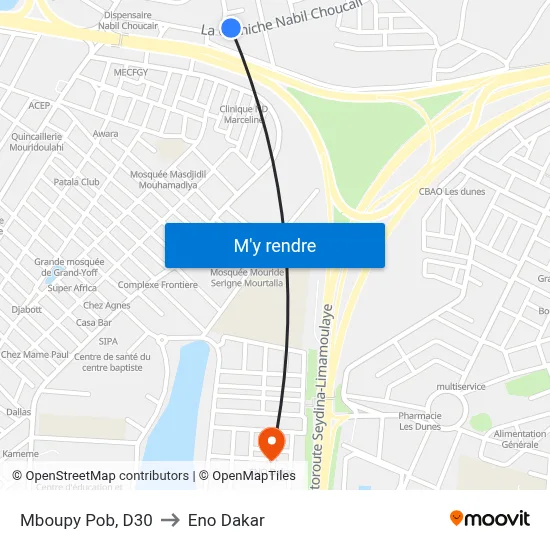 Mboupy Pob, D30 to Eno Dakar map