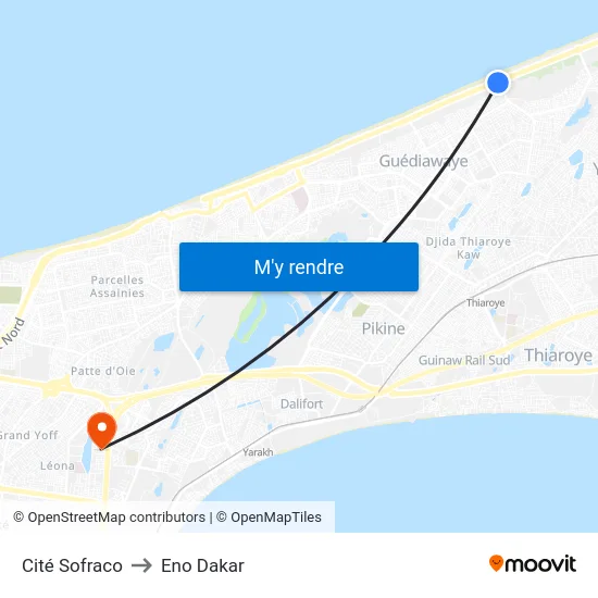 Cité Sofraco to Eno Dakar map