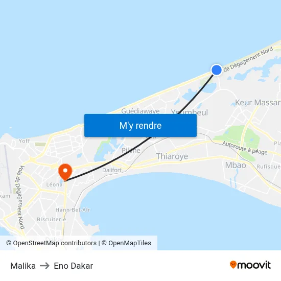 Malika to Eno Dakar map