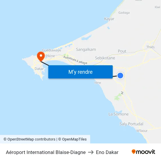 Aéroport International Blaise-Diagne to Eno Dakar map