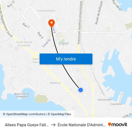 Allees Papa Gueye Fall, 36005 to École Nationale D'Administration map