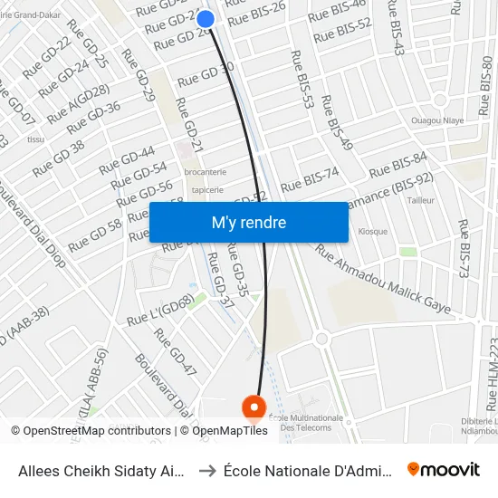 Allees Cheikh Sidaty Aidara, 709 to École Nationale D'Administration map