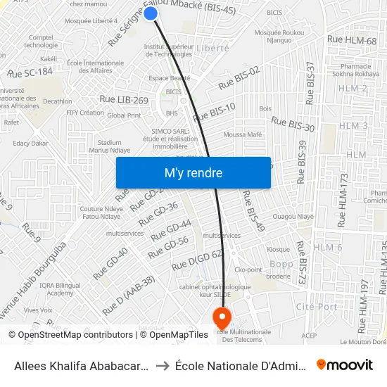 Allees Khalifa Ababacar Sy, 2750 to École Nationale D'Administration map