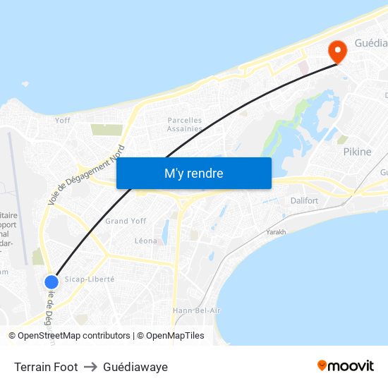 Terrain Foot to Guédiawaye map