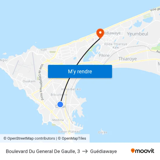 Boulevard Du General De Gaulle, 3 to Guédiawaye map