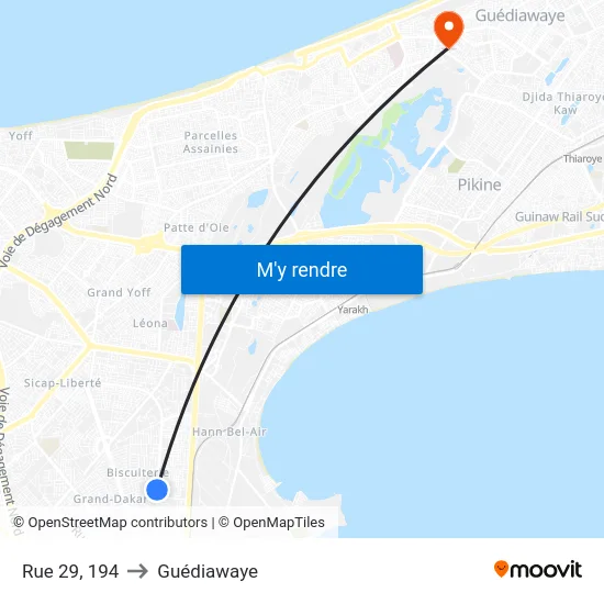 Rue 29, 194 to Guédiawaye map