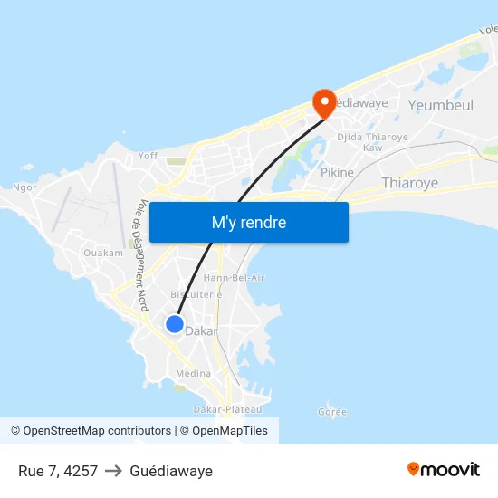 Rue 7, 4257 to Guédiawaye map