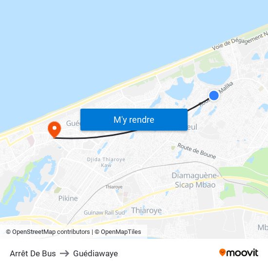 Arrêt De Bus to Guédiawaye map