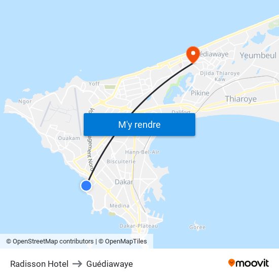 Radisson Hotel to Guédiawaye map