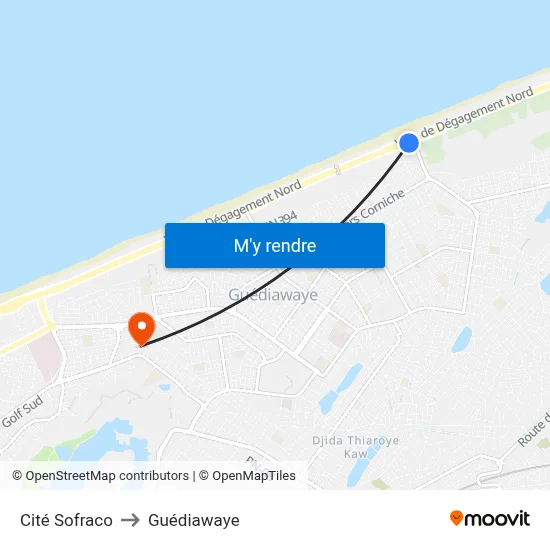 Cité Sofraco to Guédiawaye map