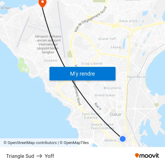 Triangle Sud to Yoff map