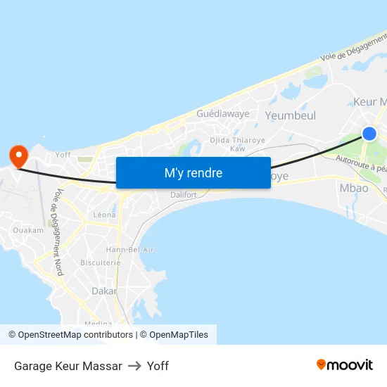 Garage Keur Massar to Yoff map