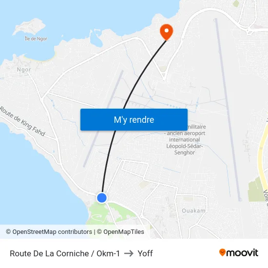Route De La Corniche / Okm-1 to Yoff map