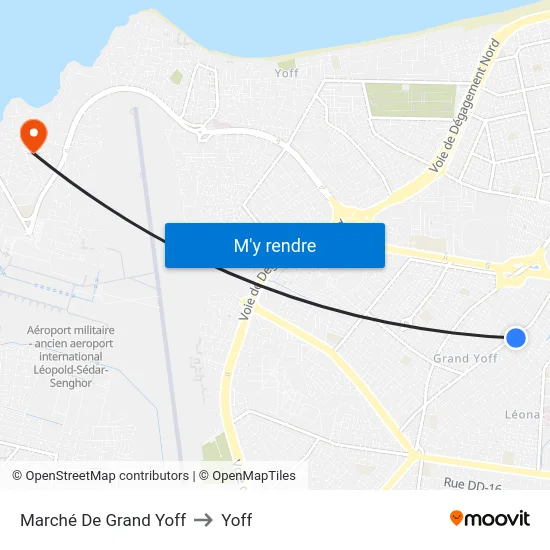 Marché De Grand Yoff to Yoff map