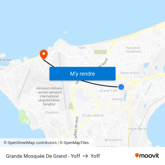 Grande Mosquée De Grand - Yoff to Yoff map
