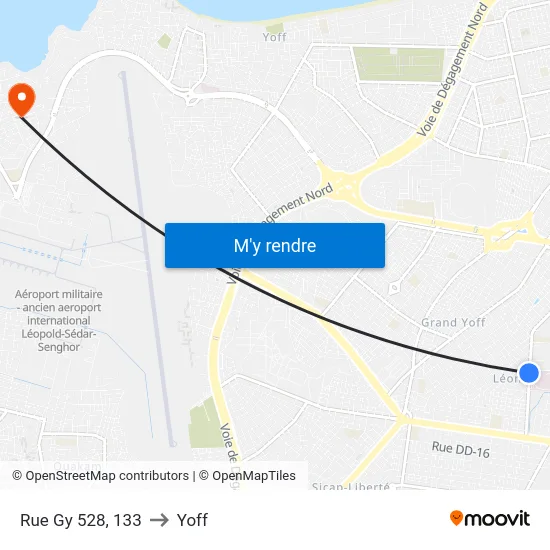 Rue Gy 528, 133 to Yoff map