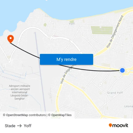 Stade to Yoff map