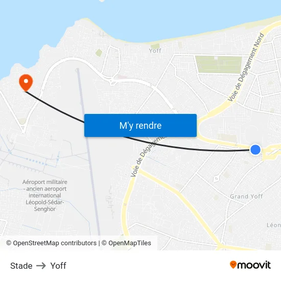 Stade to Yoff map