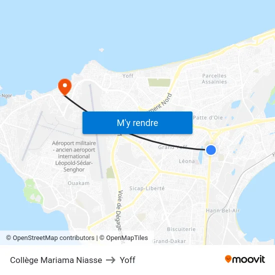 Collège Mariama Niasse to Yoff map