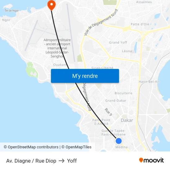 Av. Diagne / Rue Diop to Yoff map